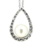 Freshwater Pearl & Lab-created Sapphire Pendant Necklace