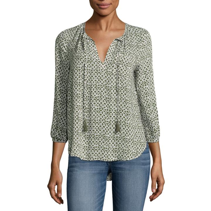 A.n.a 3/4 Sleeve Keyhole Neck Woven Blouse
