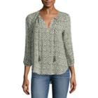 A.n.a 3/4 Sleeve Keyhole Neck Woven Blouse