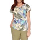 Alfred Dunner Cyprus Cap-sleeve Print Top