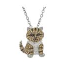 Animal Planet&trade; Crystal Sterling Silver Maine Coon Cat Pendant Necklace