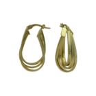 14k Yellow Gold 29mm Oval 3-row Hoop Earrings