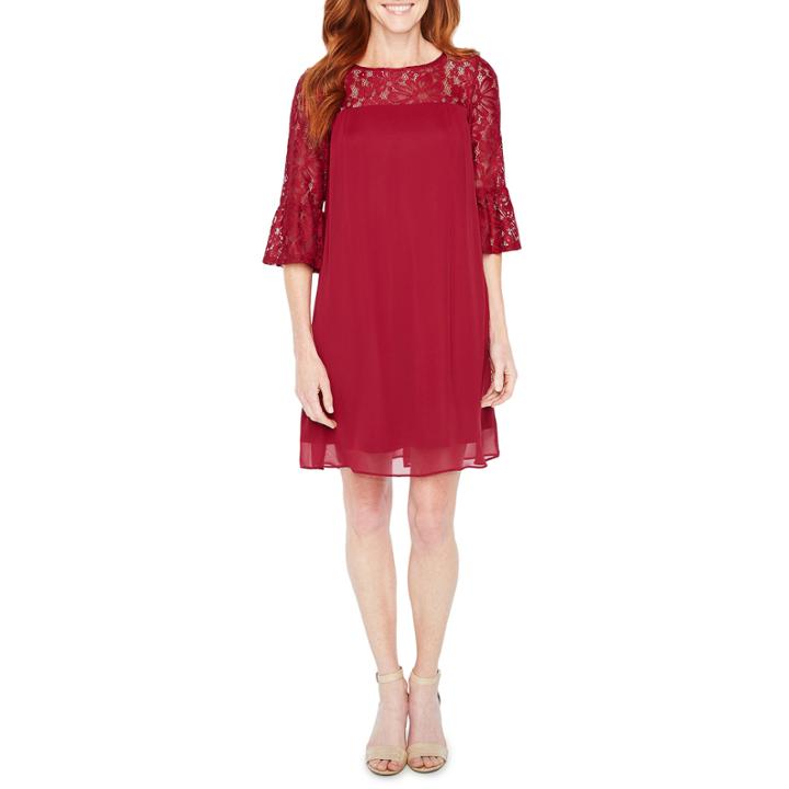 Perceptions 3/4 Sleeve Lace Shift Dress