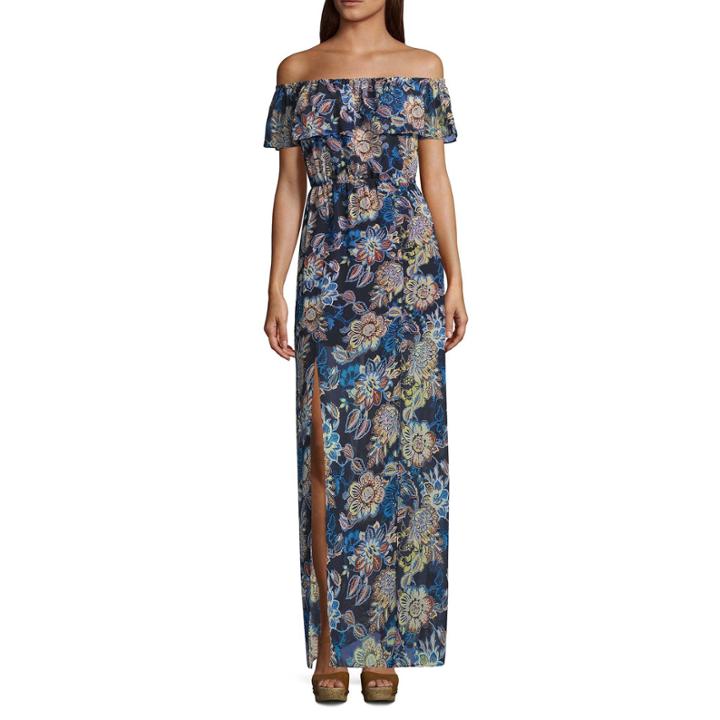My Michelle Short Sleeve Maxi Dress-juniors