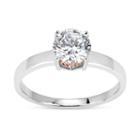 Sterling Silver And 18k Rose Gold Over Silver 1 3/4 Ct. T.w. Solitaire Ring Featuring Swarovski Zirconia
