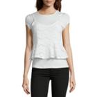 By & By Short Sleeve Lace Over Tee Top-juniors