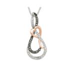 1/3 Ct. T.w. White And Color-enhanced Black Diamond Swirl Pendant Necklace