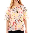Liz Claiborne Print Flutter-sleeve Blouse With Cami - Petite