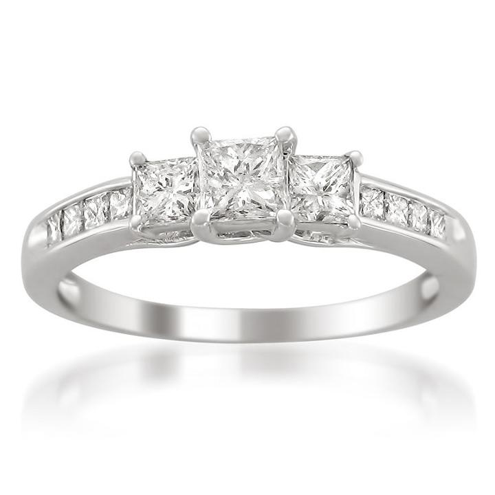 Womens 1 Ct. T.w. Diamond White 3-stone Ring