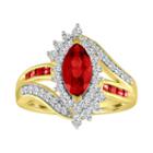 Womens Lab Created Ruby Red 14k Gold Over Silver Cocktail Ring