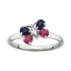 Personally Stackable Lab-created Ruby And Blue Sapphire Butterfly Ring
