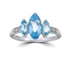 Womens Diamond Accent Blue Topaz Sterling Silver 3-stone Ring
