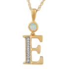 E Womens Lab Created White Opal 14k Gold Over Silver Pendant Necklace