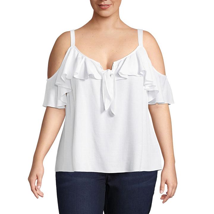 Bold Elements Cold Shoulder Ruffle Tank - Plus