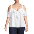 Bold Elements Cold Shoulder Ruffle Tank - Plus