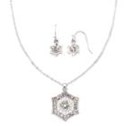 Liz Claiborne Snowflake Pendant Necklace And Earring Set