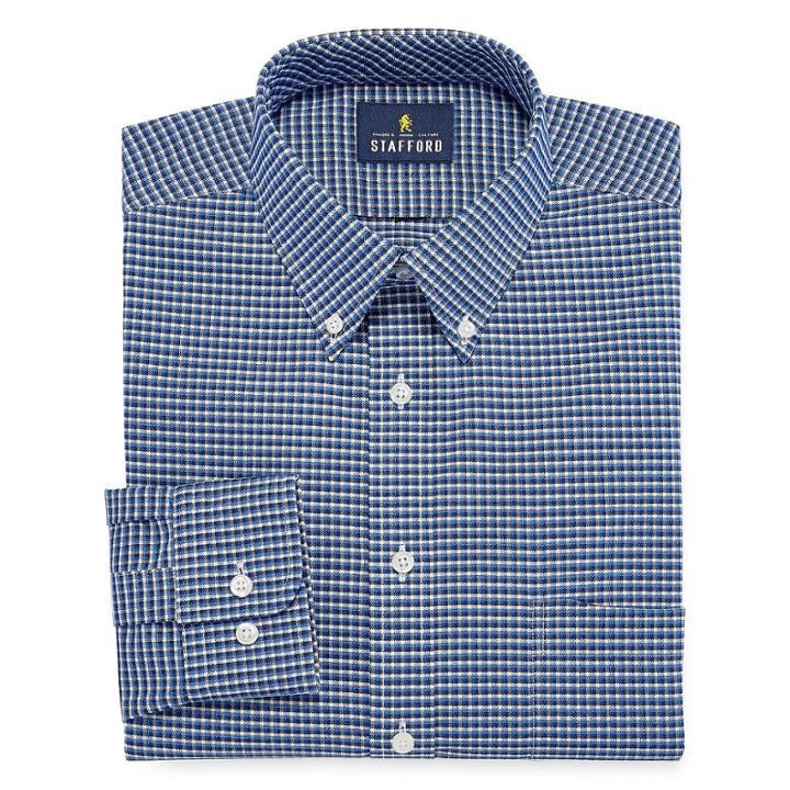 Stafford Stafford Wrinkle Free Oxford Fitted Long Sleeve Dress Shirt