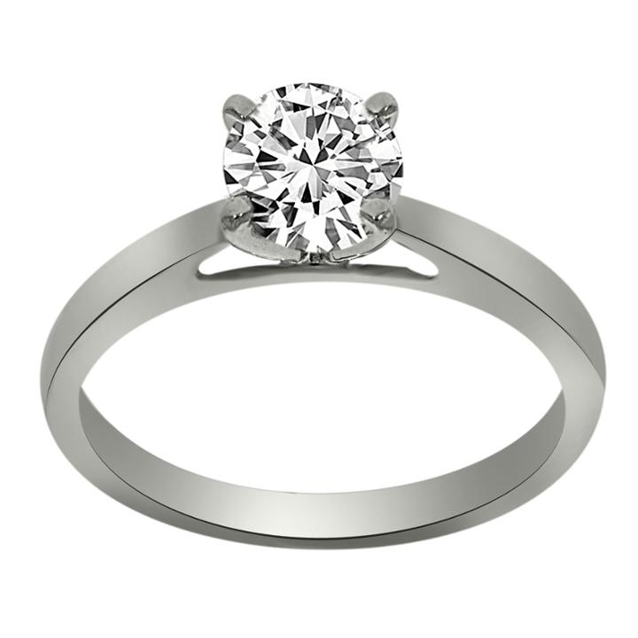 Womens 3/4 Ct. T.w. Round White Diamond Platinum Solitaire Ring