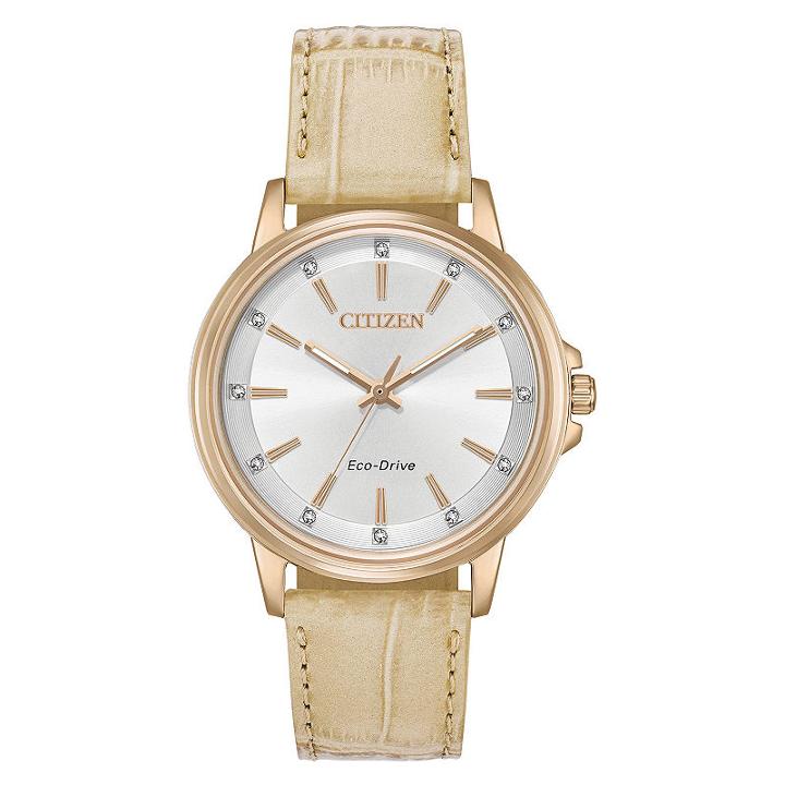 Citizen Womens Brown Strap Watch-fe7033-08a