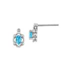 Diamond Accent Oval Blue Topaz Sterling Silver Stud Earrings
