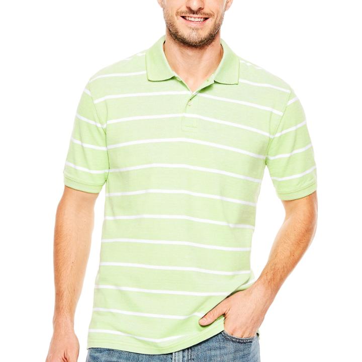 St. John's Bay Short-sleeve Striped Oxford Piqu Polo Shirt