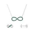 Simulated Emerald Sterling Silver 2-piece Necklace & Earrings Set