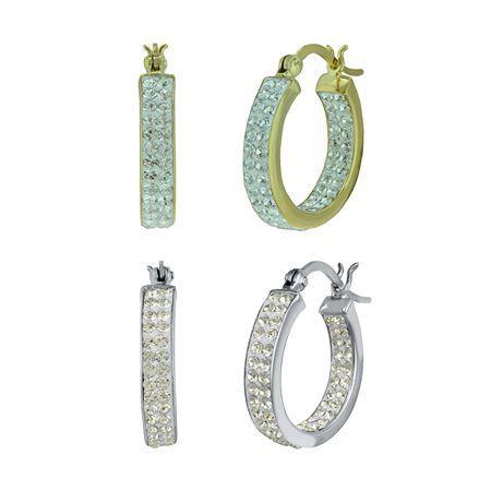 Inside-out Crystal Hoop Earrings 2-pair Set