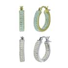 Inside-out Crystal Hoop Earrings 2-pair Set