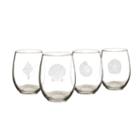 Cathy's Concepts Set Of 4 Seashell Stemless Wine Glasses