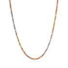 14k Tri-color Gold Hollow Rope 18 Inch Chain Necklace