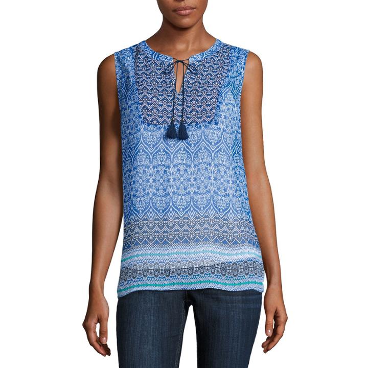 Liz Claiborne Woven Tie Neck Tank Top