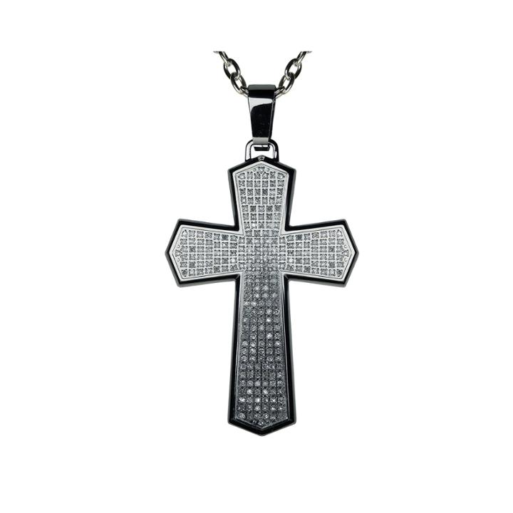 Limited Quantities Mens 1 Ct. T.w. Diamond Stainless Steel Cross Pendant Necklace
