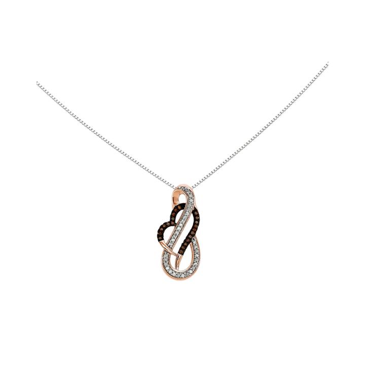 1/8 Ct. T.w. White & Champagne Diamond 14k Rose Gold Infinity Heart Pendant Necklace