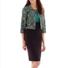 Danny & Nicole 3/4-sleeve Peacock Print Jacket Dress