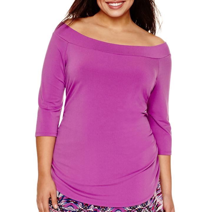 Bisou Bisou 3/4-sleeve Off-the-shoulder Top - Plus