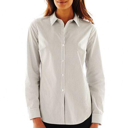 Worthington Long-sleeve Button-front Shirt - Tall