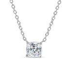 Sterling Silver & 18k Rose Gold Over Silver Cushion Cut 2 Ct. T.w. Solitaire Necklace Featuring Swarovski Zirconia
