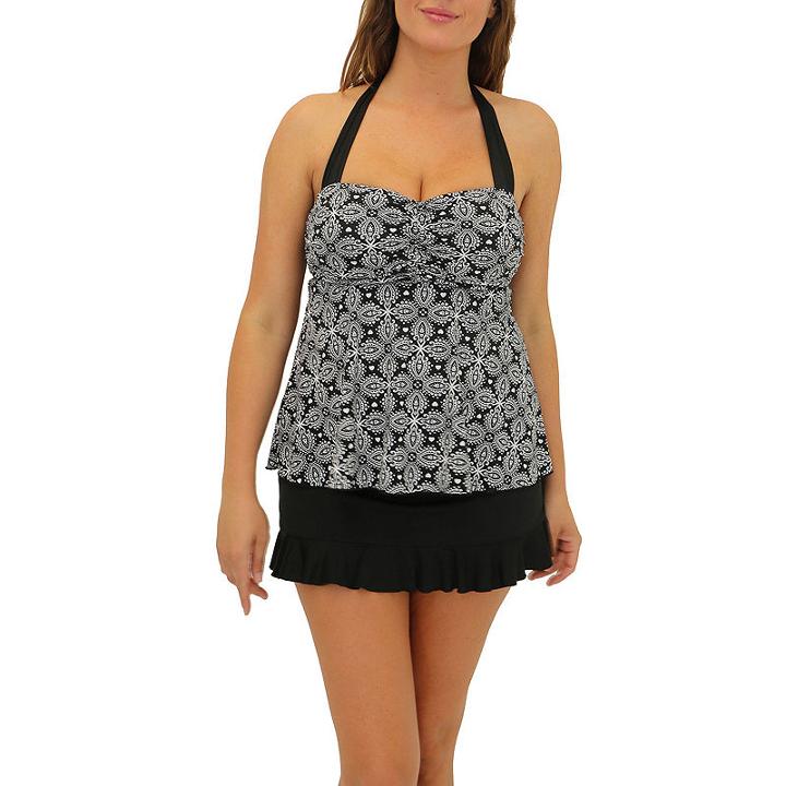 A Shore Fit Casablanca Hearts 2 Piece Supportini Set With Ruffle Skirt