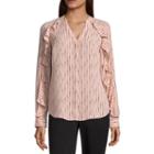 Worthington Yoke Neck Ruffle Sleeve Top