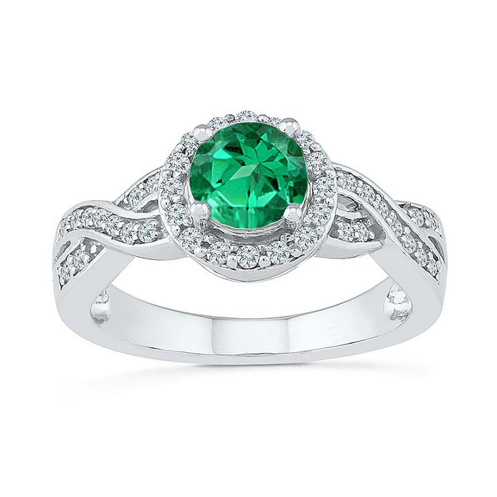 Womens 1/4 Ct. T.w. Green Emerald Sterling Silver Cocktail Ring