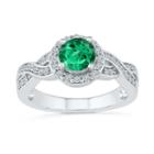 Womens 1/4 Ct. T.w. Green Emerald Sterling Silver Cocktail Ring