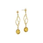 Genuine Citrine 14k Yellow Gold Swirl Drop Earrings