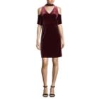 Worthington Cold Shoulder Velvet Shift Dress