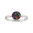 Pure Silver-plated Multicolor Crystal Disc Ring