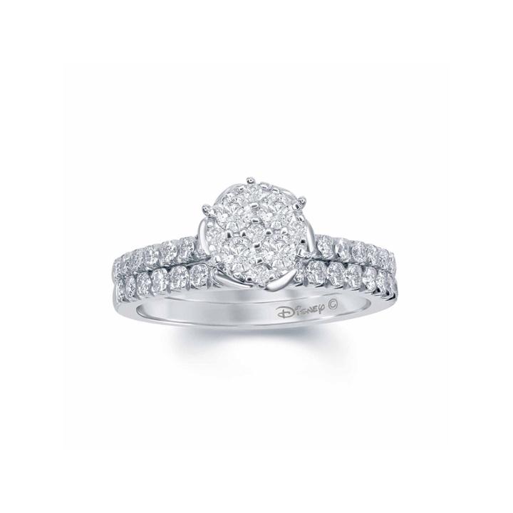Enchanted By Disney 3/4 C.t.t.w. Diamond 14k White Gold Belle Rose Cup Bridal Set