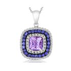 Limited Quantities Le Vian Grand Sample Sale Genuine Amethyst And Sapphire Framed Pendant Necklace