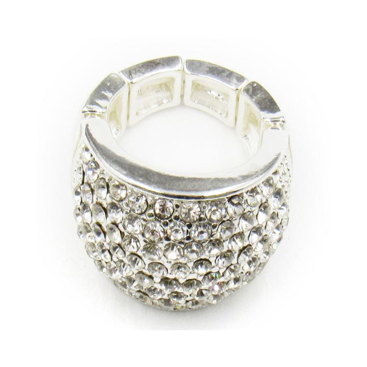 Vieste Silver-tone Crystal Pave Stretch Ring