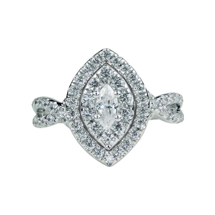 Modern Bride Signature Womens 1 Ct. T.w. Genuine Marquise White Diamond 14k Gold Engagement Ring