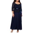 Onyx Nites 3/4 Sleeve Lace Top Evening Gown - Plus