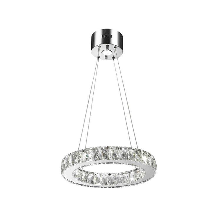 Galaxy 9 Led Light Mini Chrome Finish And Clear Crystal Circular Ring Dimmable Chandelier
